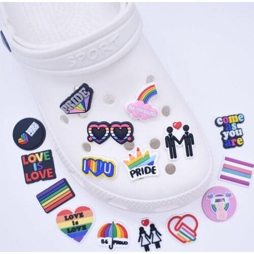 1pc Love is love Gay Lesbian PVC Shoe Charms Accessories Fit Croc JIBZ Sandals Garden Shoes Decoration Party Gifts