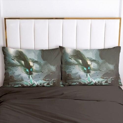 2PCS 3D Printed Dragon Destruction 100%Polyester Pillowcase Printed Home Decorative Pillowcse Pillow Cover Decoraion Bedclothes