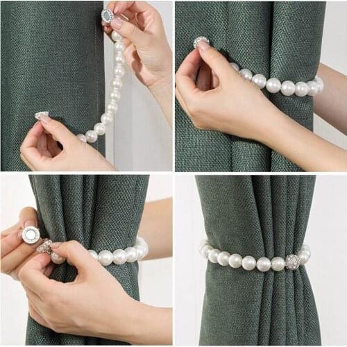 2Pcs/set ABS Pearls Window Curtain Buckle Curtain Tie Decoration Curtains Accessories Tieback U - shaped Curtain Hooks Hanger