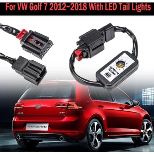 2PCS Indicator LED Taillight Add-on Module Cable Wire Harness For VW Golf 7 Black Dynamic Turn Signal Left & Right Tail Light