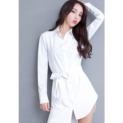 2021 Summer New Women White Shirts V-Neck Turn-Down Collar Irregular Solid Long Office Lady Elegant Shirts Outwear Coat Tops