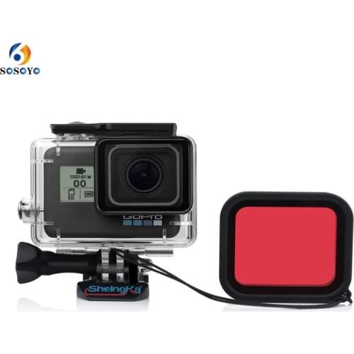 45M Underwater Waterproof Housing Diving Case + Red Diving filter For Gopro Hero 6 5 Sports Action Camera Accessories