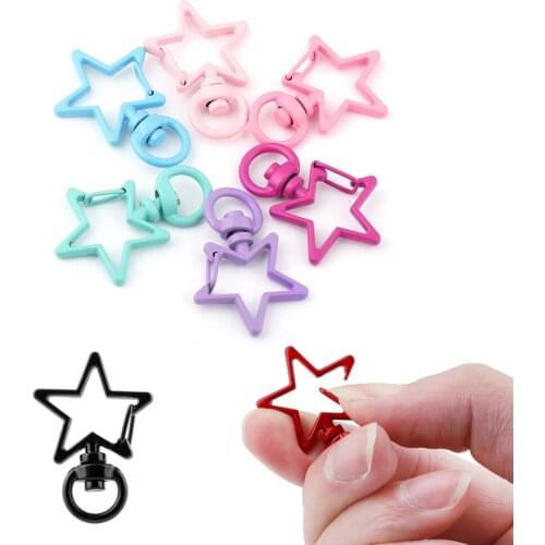 5Pcs/Lot Metal Star Shape Lobster Clasp Hooks Key Rings Connectors for DIY Keychain Crafts Jewelry Making Findings Accessories