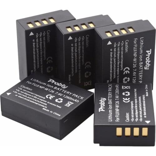 5Pcs Probty NP-W126 NP W126 Digital Battery for Fujifilm FinePix HS30EXR HS33EXR HS50EXR X-A1 X-E1 X-E2 X-M1 X-Pro1 X-T1 Camera
