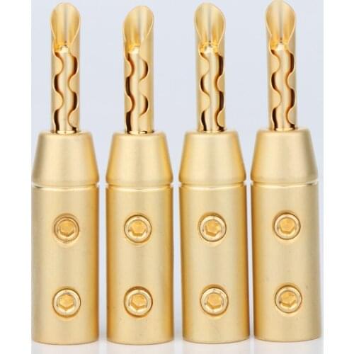 8PCS Gold Plated Z type Banana plug HIFI Speaker Banana Plug Male Connector