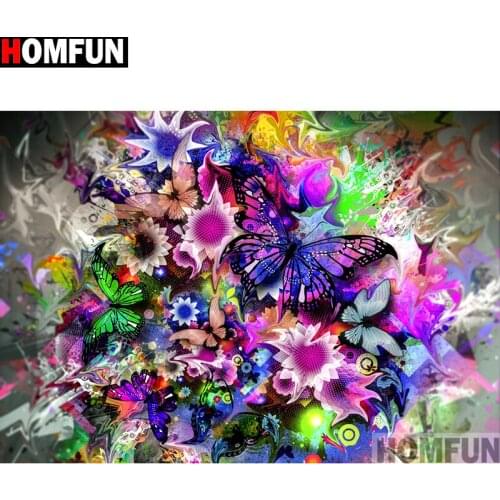 HOMFUN Full Square/Round Drill 5D DIY Diamond Painting "Flower butterfly" 3D Embroidery Cross Stitch 5D Home Decor A13261