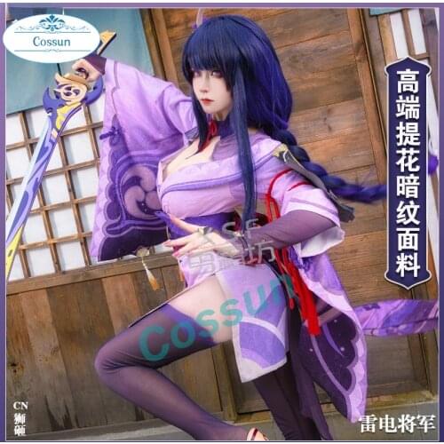 Anime! Genshin Impact Raiden Shogun Game Suit Sexy Uniform Cosplay Costume Halloween Party Role Play Outfit For Women 2021 NEW