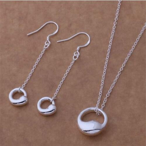 AS143 Hot Sale Silver Plated Color Jewelry Sets For Women Wholesale High Quality Classic Earring 157 + Necklace 261