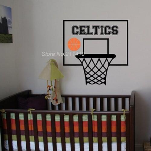 Basketball Hoop Monogram - Wall Vinyl Decal Sticker Sporty Kids Room Personalized Name Custom Decor Nursery Sports Murals YY685