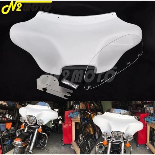 White Detachable Batwing Fairing 6 x 9 Speakers Stereo For Harley Road King FLHRS FLHR CVO 1994-2013 Front Headlight Fairing Kit