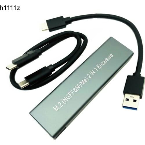 M2 SSD Case NVME Enclosure M.2 to USB Type C 3.1 SSD Adapter for Dual Protocol NVME PCIE NGFF SATA M/B Key SSD Disk Box SSD Case