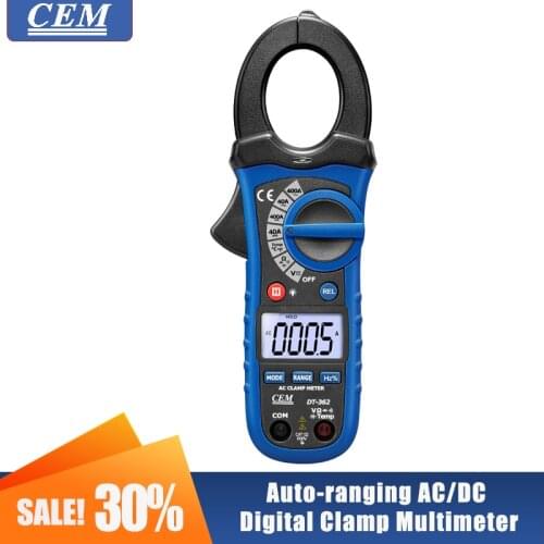 CEM DT-360/DT-362 Auto-ranging AC/DC Digital Clamp Meter Data Retention High-definition LCD Display Clamp Multimeter