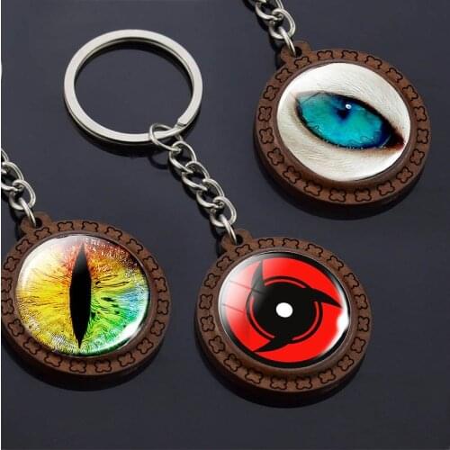 Anime Sharingan Evil Eye Keychain Handmade Wooden Keyrings Bohemia Long Chains Key Chain Pendant Jewelry Accessories Wholesale