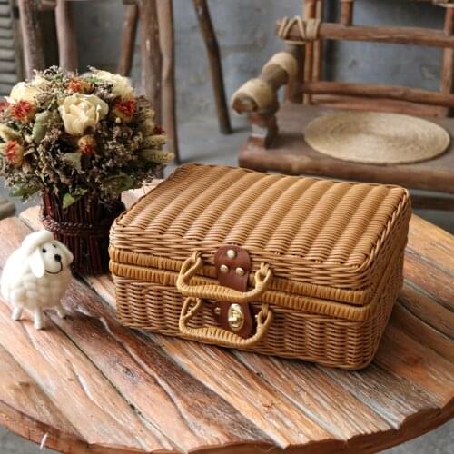 Handmade rattan boxes, portable storage boxes, wooden Environmental protection storage boxes, gift boxes, furniture supplies