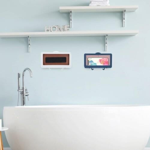 Shower Phone Holder Wall Mounted Phone Case Bathroom Anti-Fog Waterproof Phone Holder Kitchen With Phone Cover Adsensive Hook