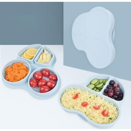 Baby Suction Cup Bowl Non-toxic BPA-Free Silicone Car Shaped Divided Dinner Plate Infants Learning Feeding Dish