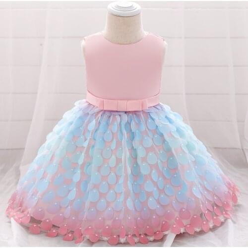 Infant Baby Girl Dress Sequins Tulle Baptism Gown Dresses for Girls 1st Year Birthday Beading Party Wedding Newborn Clothing