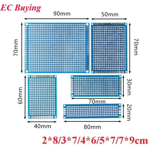 Double Sided Protoboard Breadboard Universal PCB Circuit Board Blue 2*8cm 3*7cm 4*6cm 5*7cm 7*9cm 2.54mm Experiment Board
