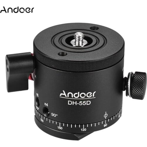 Andoer DH-55D Tripod Head HDR Panorama Panoramic Ball Head with Indexing Rotator Aluminum Alloy Max. Load 15kg/33Lbs