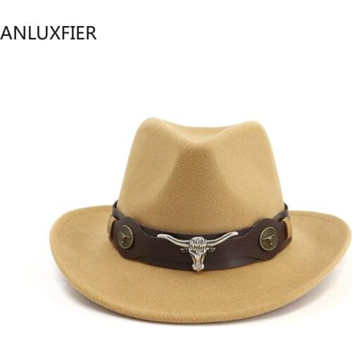 H7563 Female Wool Felt Fedoras Hat Western Ethnic Style Simple Fashion Cap Women All-match Casual Party Travel Outdoor Retro Hat