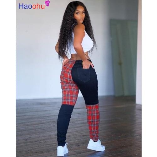 Женские брюки в клетку HAOOHU China At AliExpress