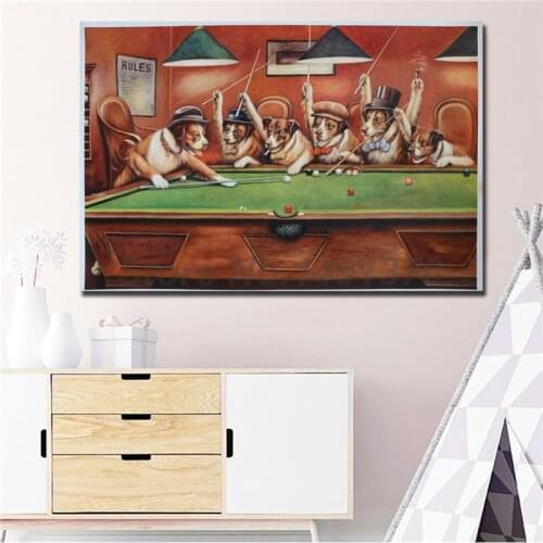 Dogs Playing Pool Canvas Painting Baby Nursery Wall Art Poster Print Nordic Kids Decoration Picture Boy Children Bedroom Decor