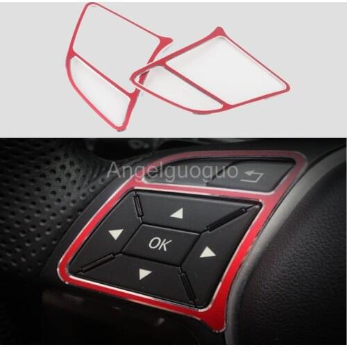 Aluminium alloy for Mercedes Benz GLK Class X204 Steering wheel buttons frame decorative cover trim ( red and silver option)