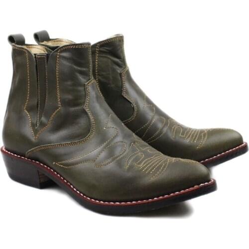 Western Cowboy Boots Mens Boots Pointed Toe Handmade Cow Genuine Leather Riding Boots Men, Knight Boots Bota Masculina, 38-45