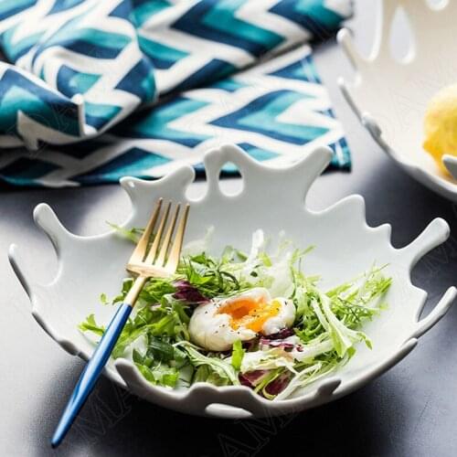 Creativity Ceramic Plate Hollow Out Decorative Living Room Desktop Fruit Trays Vegetable Salad Plates Restaurant Serving Tray