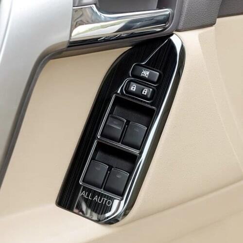 LHD 2010-2019 Stainless Car Window Switch Cover Panels Trims For Toyota Land Cruiser Prado 150 Accessories