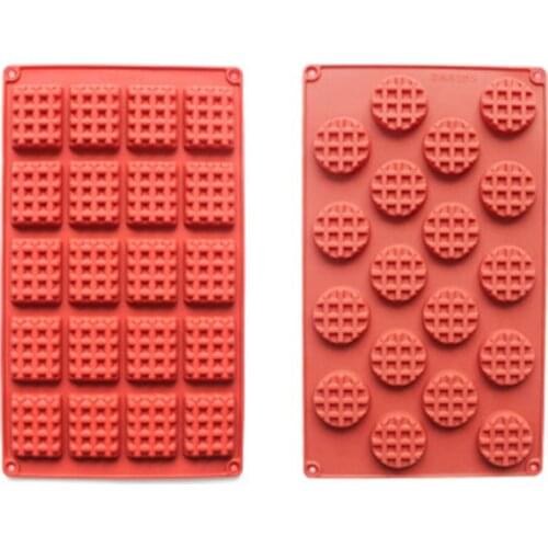 Mini Silicone Waffle Baking Mold DIY Rectangle Chocolate Round Cookie Mold Nonstick Biscuits Muffin Moulds Cake Decoration