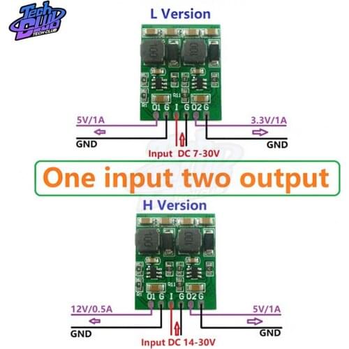 New Module 3.3V 5V 12V Dual Output DC DC Step-Down Buck Converter Board 10W 2 Channels Multiple Switch Power Supply