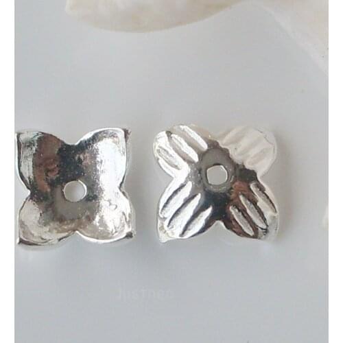 8.5mm solid 925 sterling sliver bead caps with 0.8mm hole, loose spacer beads caps for beaded jewelry making, 1 piece