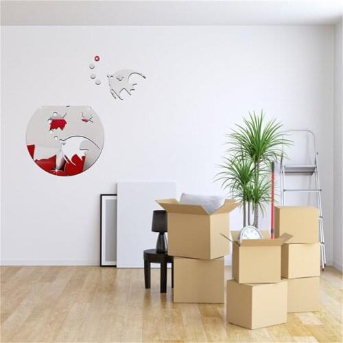 Fish tank mirror paste fine carving mirror three dimensional goldfish new paste on the wall
