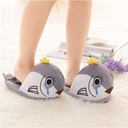 Plush shoes cartoon clownfish slipper cute super soft warm home house winter slippers for Children Women gifts plush shark shoes
