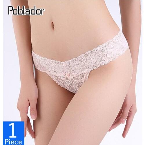 Poblador Sexy Womens Transparent Lace Panties Low Waist Hollow Out Thongs Large Size Temptation Female G-String Comfort T-Back