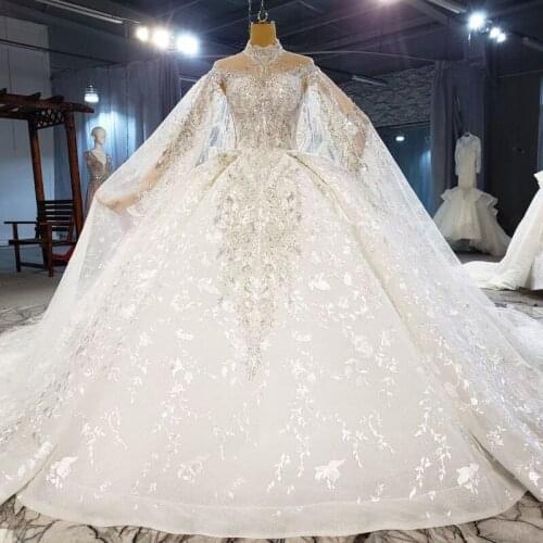 Robe De Marie 2021 New Design With Shawl Cape Fashion Wedding Dresses Bridal Gown High Neck Muslim Bridal Custom Bridal Dresses