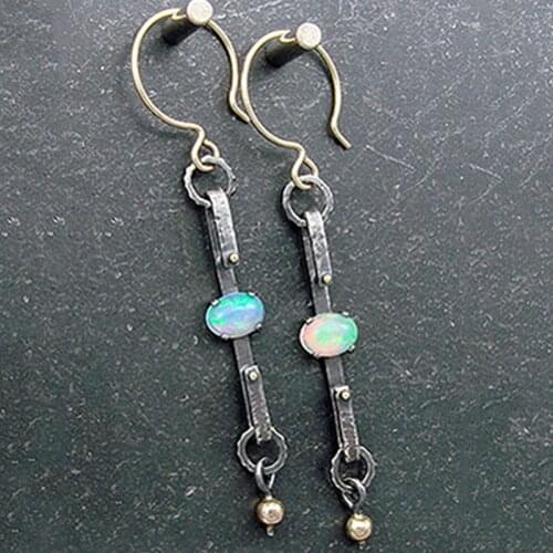 Retro Opal Pearl Pendant Drop Earrings Hollow Ribbon Shape Dangle Earring for Women Wedding Party Gifts Charm Jewelry O5D400