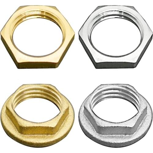 Hexagon 1/8" 1/4" 3/8" 1/2" 3/4" 1" BSP internal thread M10-/18 brass hexagon lock nut, with/without flange nickel plated