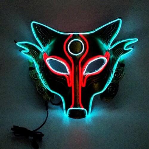 Luminous Wolf Face Mask Costumes Accessories Cosplay Animals EL Wire Mask For Performance