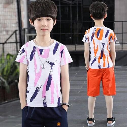Graffiti Spring Autumn Girls Clothing Suits T-shirt +Shorts 2pcs/Set Kids Teenager Outwear Sport Beach School High Quality
