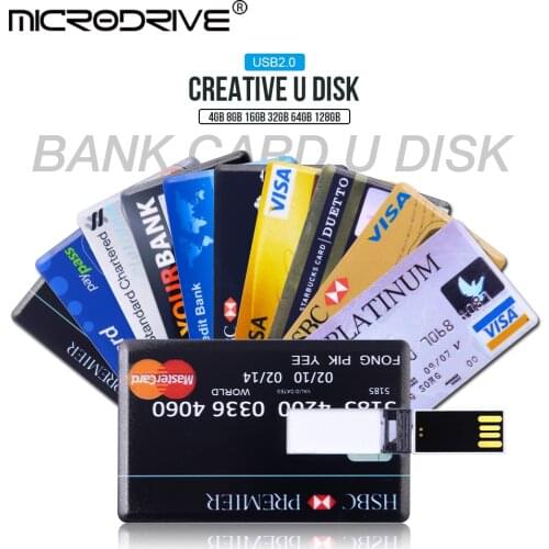 High speed credit card usb flash drive 16gb 32gb 64gb 128gb usb 2.0 Pen Drive usb flash stick u disk for pc free shipping