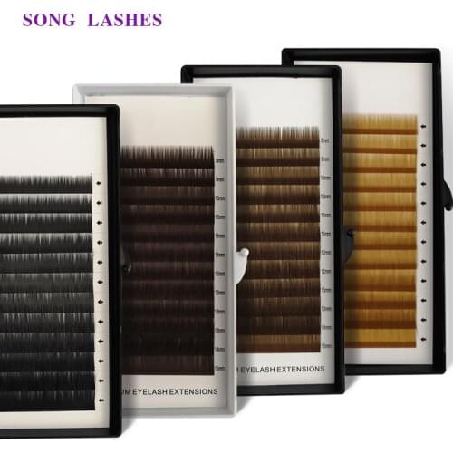SONG LASHES High Quality Eyebrown Extensions False Eyebrow 12 lines per tray . No curl eyelash . 4 color dard bron light brown