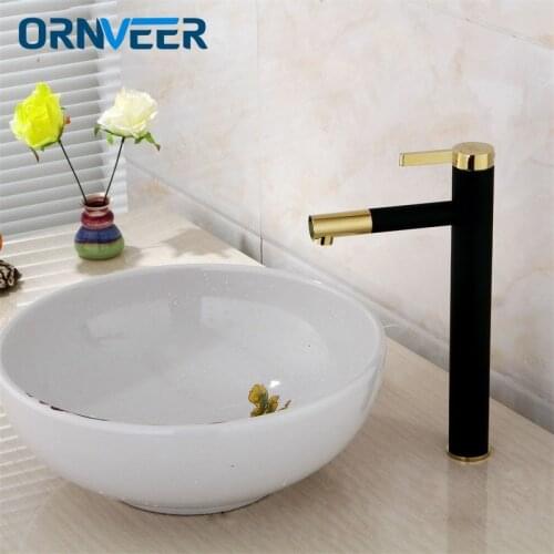 High Quality Black+Gold Single-handle basin Waterfall Brass Faucets Bathroom Faucet Sink Basin Mixer Tap