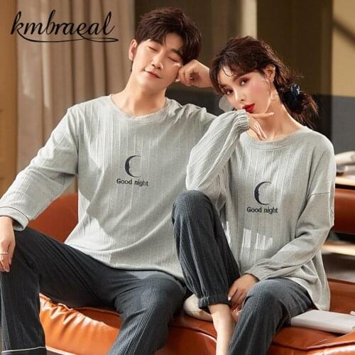 Womens Pajamas Cotton Long Sleeve Cute Cartoon Spring and Autumn Couples Sleepwear Male Pajamas Leisurewear Can Wear Outside
