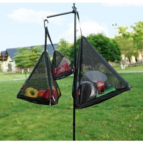 Outdoor Drying Net Bag PVC Triangle Foldable Grid Drain Breathable With Hook Picnic Hanging Dry Storage Net For Camping Hiking