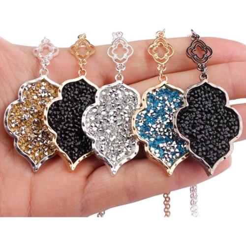 ZWPON 2019 Pave Mixture Crystal Morocco Pendant Long Necklace for Women Fashion Statement Sweater Necklace Jewelry Wholesale