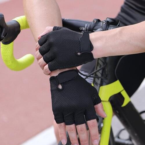 1 pair Silicone Anti-slip Anti-sweat Cycling Gloves Men Women Half Finger Gloves Breathable Anti-shock Sports Bike Bicycle Glove