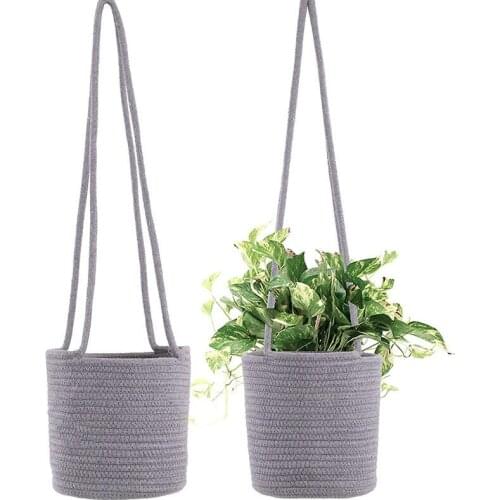 1PC Hand Woven Hanging Basket Potted Plants For DIY Home Living Room Balcony Decoration Ornaments