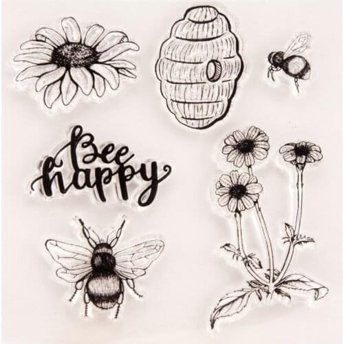 10.5*10.5 Bee Happy Craft Transparent Silicone Stamp for Scrapbooking Paper Cards Making DIY Photo album Decorative Clear Stamp